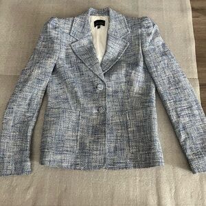 [6]Judith & Charles Blue Tweed Textured Blazer Notched Lapels Lined Cotton